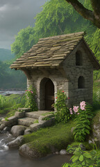 house on the river. Grnerative AI