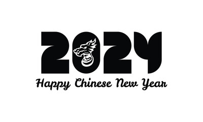 Black 2024 dragon chinese new year vector