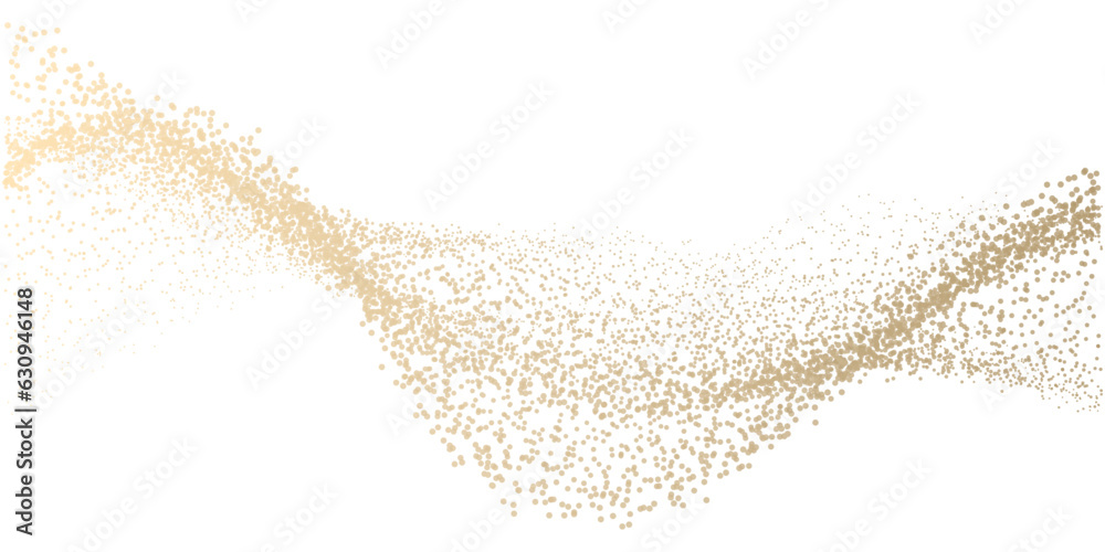 Aufkleber Abstract random dot particles wavy flowing by gold gradient curve shape isolated on transparent background. Vector in concept luxury, technology, science, music, modern.