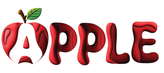 Red apple word 3D design jpg