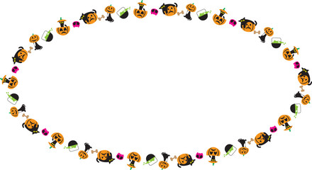 The Black cat and jack o lantern pumpkin Boarder line  for halloween content.