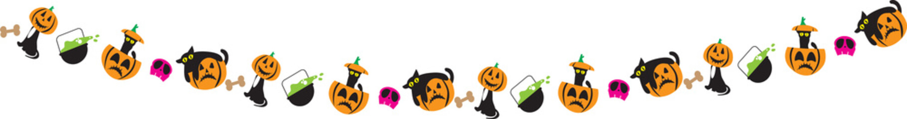 The Black cat and jack o lantern pumpkin Boarder line  for halloween content.