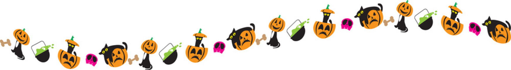 The Black cat and jack o lantern pumpkin Boarder line  for halloween content.