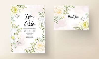 Fototapeta na wymiar beautiful blooming flower wedding invitation card