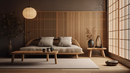 a minimalist living room wall Japanese
