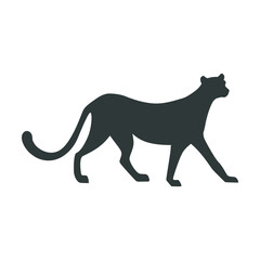 Silhouette of savannah wildcat vector illustration. Drawing of black wild animal as cheetah or jaguar isolated on white background. Wildlife, nature, savanna concept