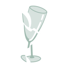 Shards of glass or garbage vector illustration. Cartoon drawing of broken glass, goblet glass. Ecology, environment, pollution concept