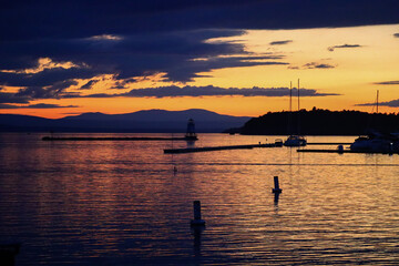 sunset in the harbor