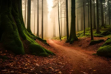 Fotobehang Bosrivier beautiful forest, forest fall, forest