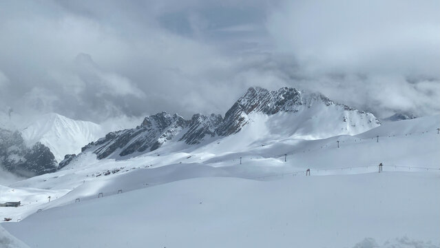 Ski area on the Zugspitze, the highest mountain of Germany, Germany