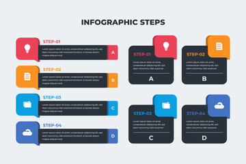 Flat business steps infographic for corporate