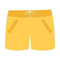 Yellow swimwear for boys vector illustration. Swimming trunks or underwear for children isolated on white background. Summer activities, fashion, childhood, vacation concept