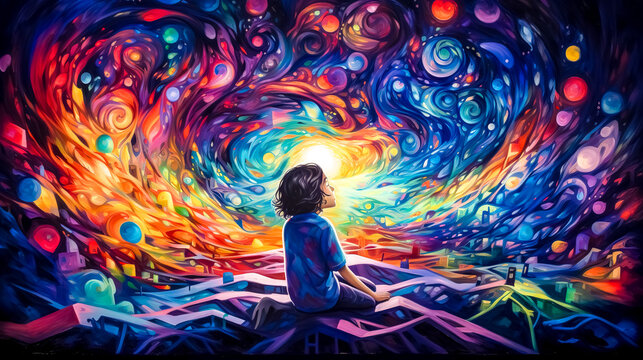 meditation and the inner colorful world, hallucinations and illusions, artwork
