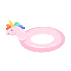 Design of unicorn inflatable ring vector illustration. Drawing of unicorn floater isolated on white background. Summer, vacation, holidays concept