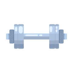 Metal equipment or dumbbell for workout at gym illustration. Cartoon drawing of dumbbell for training in the gym isolated on white background. Sports, fitness, healthy lifestyle concept