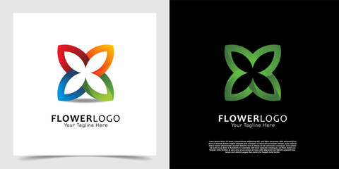 Colorful Letter X minimalist creative logo concept vector. Abstract flower logo