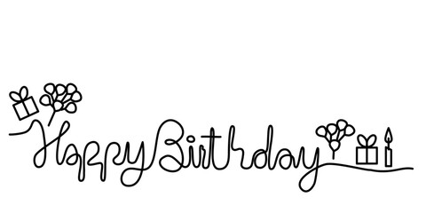 Hand-drawn lettering composition of happy birthday isolated on white background.