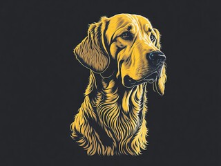 Vintage Illustration of a golden retriever dog - AI generative