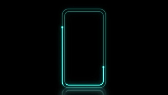4K animation of a smartphone outlined in neon beams
