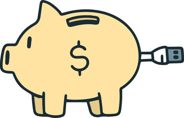 Fintech Icon Illustration with Hand drawn style