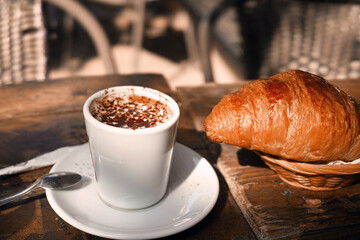 latte and croissant