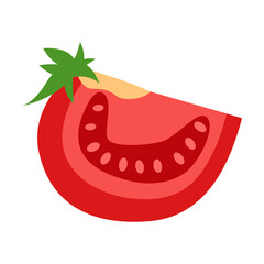 Tomato cut into part vector illustration. Big tomato cut into quarter on white background. Cooking, cutting, vegetable concept