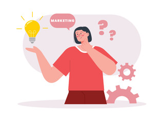 Social media marketing illustration. Marketing vector illustration. Marketing concept illustration. Digital marketing and promotion illustration. Men and women taking part in marketing activities.