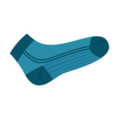 Blue socks with stripes design vector illustration. Drawing of casual socks for adults and children isolated on white background. Fashion, accessory, clothes concept