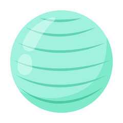 Light blue stability or exercise ball vector illustration. Equipment for working out or exercising isolated on white background. Sports, healthy lifestyle, fitness concept