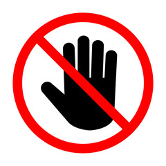 No entry, stop sign, do not touch icon vector. Hand sign for prohibited concept for your web site design, logo, app, UI. illustration