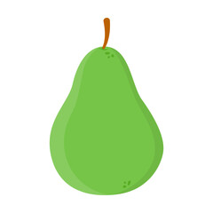 Whole ripe pear vector illustration. Cartoon drawing of healthy food or green fruit isolated on white background. Organic food, healthy eating concept