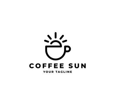 Coffee morning, coffee cafe logo illustration design template