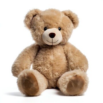 Teddy bear isolated on white background,  Close-up image