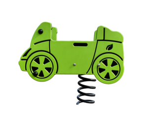 playground green spring car toy isolated on white background. 