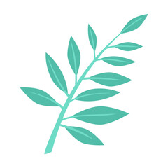 Green tree leaves, branch vector illustration. Leaves of plants, flowers isolated on white background. Nature, foliage, botany, flora, autumn or fall concept