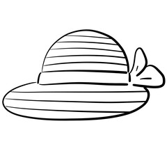 Artistic Line Straw Hat Illustration