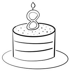 Artistic Line Cake Illustration