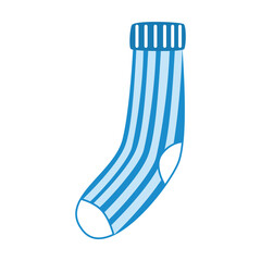 Striped design of socks vector illustration. Blue patterned socks or stockings for adults and children isolated on white background. Winter holidays, fashion, accessories concept