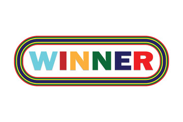 Winner label on white background, vector illustration. Graphic design element.