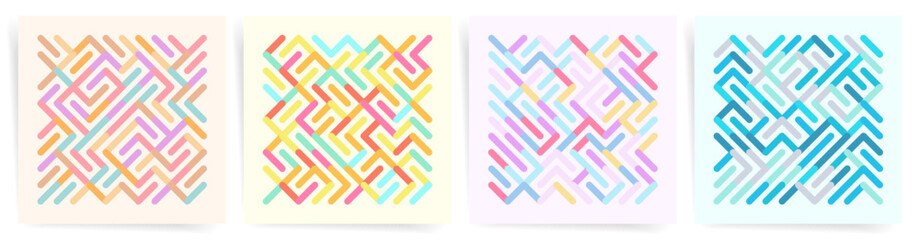Colorful Geometric Patterns Set. Retro Vector Collection for Covers and Posters.