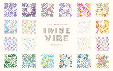 Geometric Maze Patterns. Tribe Ornaments and Textures. A Collection of Abstract Seamless Vector Backgrounds
