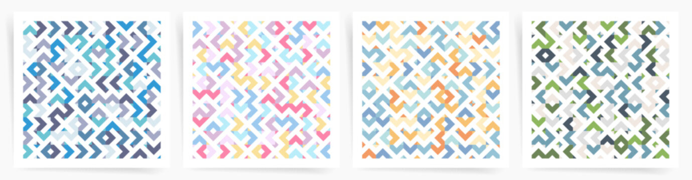 Fototapeta Modern Graphic Maze Design Set. Vector Geometric Abstract Seamless Ethnic North Patterns for Covers and Posters.