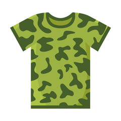 Military T shirt vector illustration. Cartoon drawing of clothing or shirt for army isolated on white background. Fashion, military concept