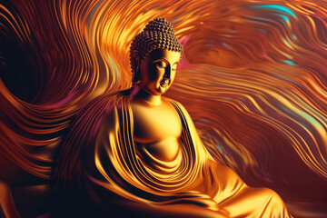 buddha and glowing lotus, generative AI
