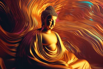 Foto op Canvas buddha and glowing lotus, generative AI © Kien