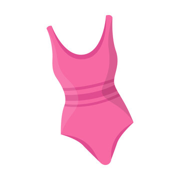 Female swimsuit for beach vector illustration. Cartoon drawing of pink swimming suit for women, clothes for vacation at sea isolated on white background. Summer, fashion, vacation concept