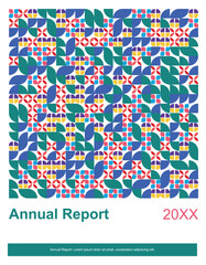 Annual Report abstract cover design corporate multicolor with leafy type geometric background