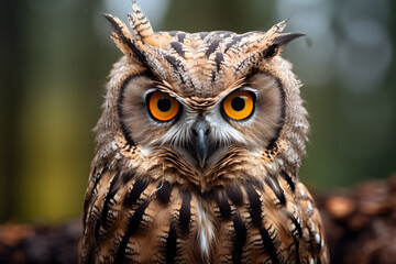 Fototapeta premium european eagle owl close up portrait