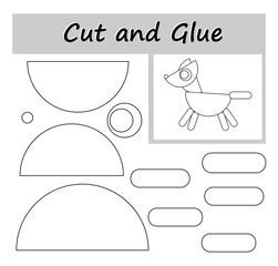 DIY worksheet. Color, cut parts of the image and glue on the paper. Cartoon dog.