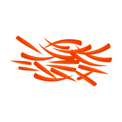 Obraz premium Carrot cut in slices vector illustration. Cartoon drawing of strips of orange vegetable for cooking and healthy diet isolated on white background. Food, fruit, nutrition concept